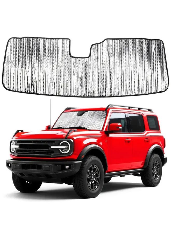 Silvery Bronco Off Road Windshield Sunshade Reflective Insulated Full Coverage 2021 2025 Models - Image 4